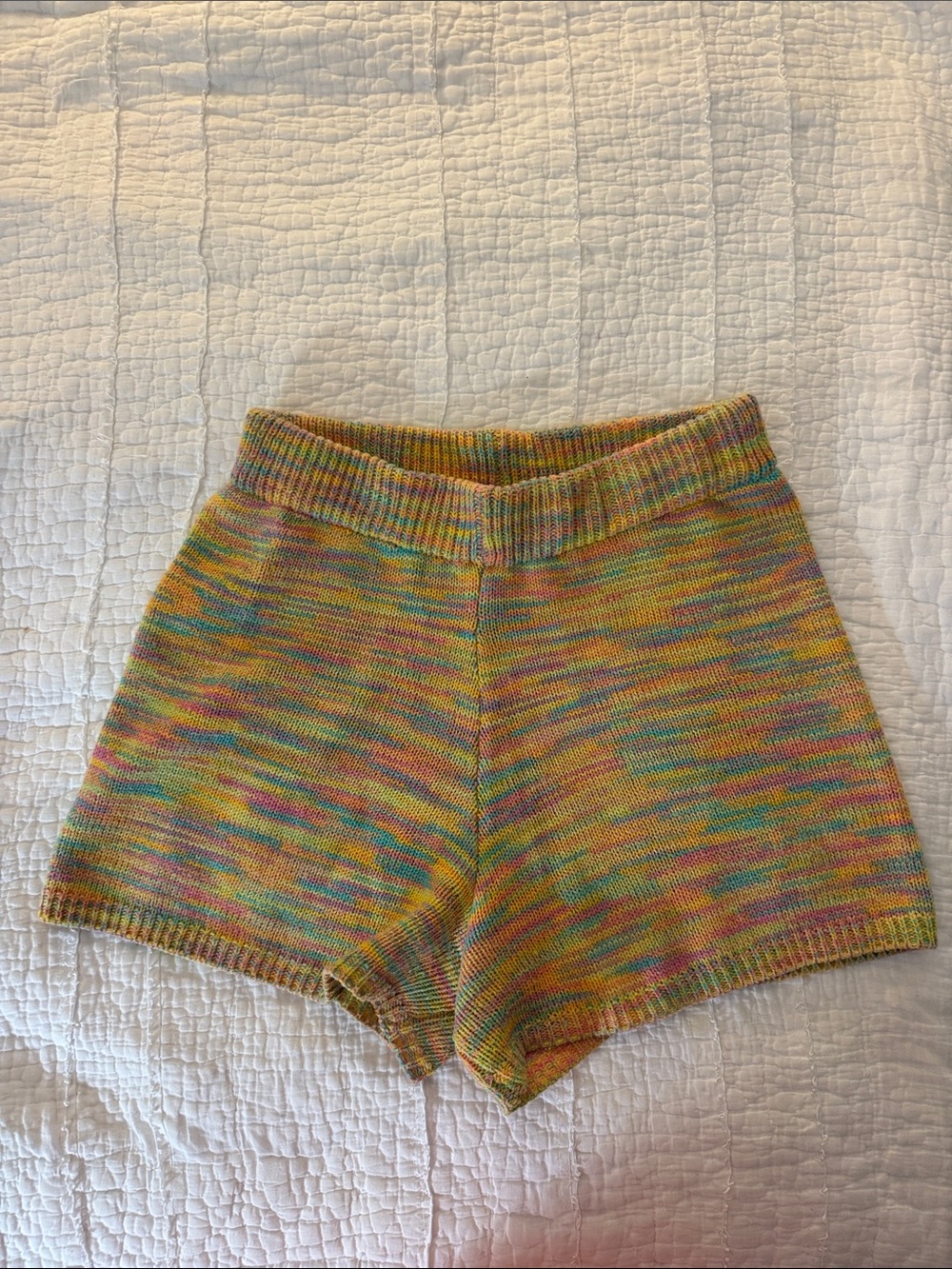 High-Waist Multicolor Knit Women’s Shorts